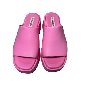 Steve Madden Pink Slinky-J Platform Slide Sandals Women's Size 8 Chunky Heel